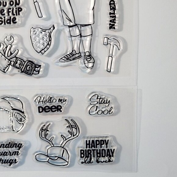 #65 Stamp Set Funny Man Birthday Fishing Grilling Chef Tools Hunting - Picture 4 of 6